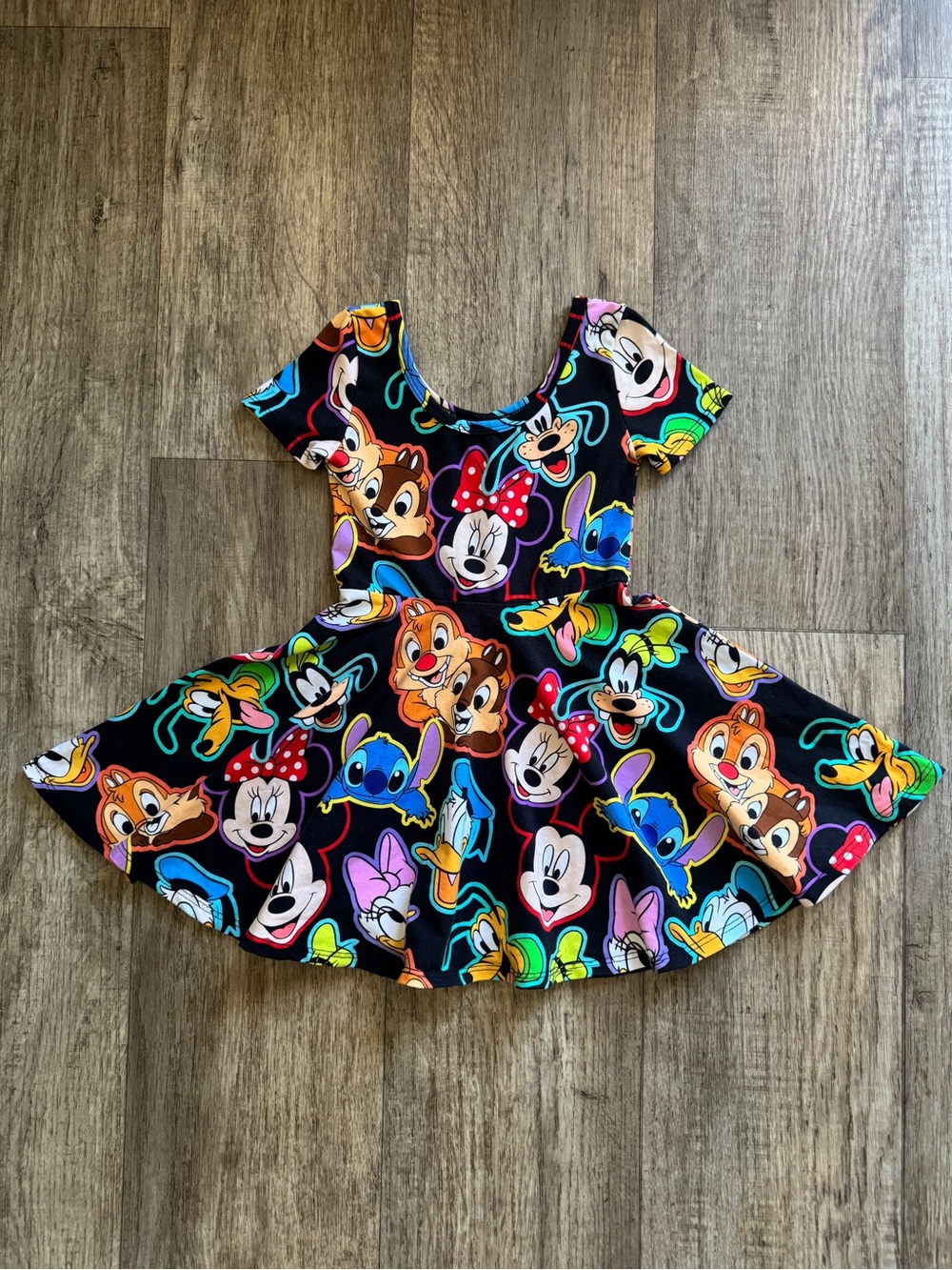 Wild Rich Kids Disney Characters Neon Skirted Twirl Dress Size 5/6 Like New